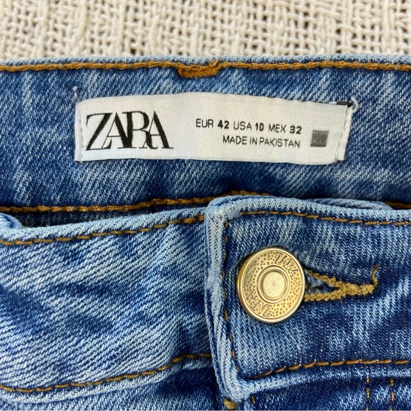 Zara Women's Classic Blue Flare Jeans stretch size 10 bell bottom high rise - Picture 4 of 11